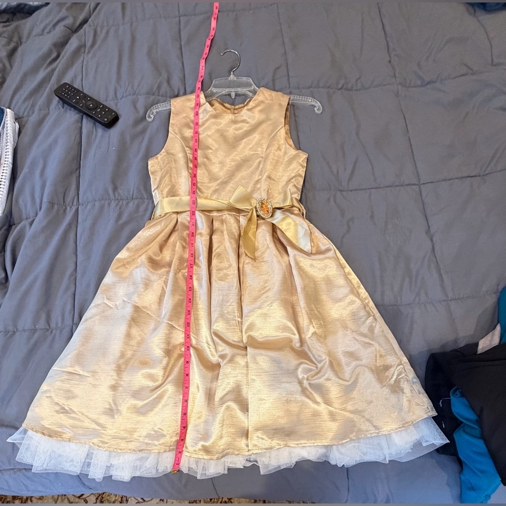 Disney Store Gold Princess Dress Girls Size 12 Belle Formal Party Dress - Picture 6 of 7